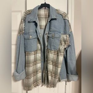 Pink Lily - Denim & Plaid Shacket